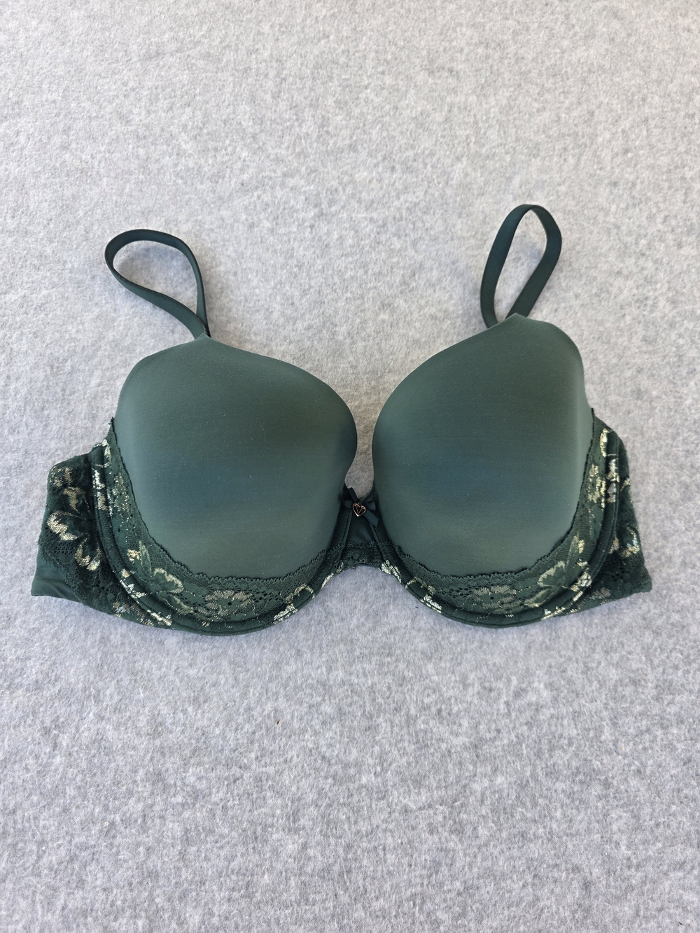 Victoria's Secret Green Lace Trim Lined Perfect Coverage Bra Size 38D